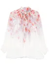 Zimmermann Crush Pleated Floral-print Crepon Blouse In Multicolour