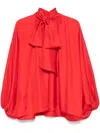 Zimmermann Silk Crush Pussybow Blouse In Red