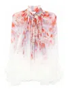 Zimmermann Crush Pleated Floral-print Crepon Blouse In Red