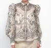 Zimmermann Crush Body Shirt In Ivory Locket In Multi