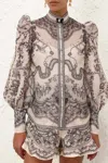 Zimmermann Crush Body Shirt In Ivory Locket In Multi