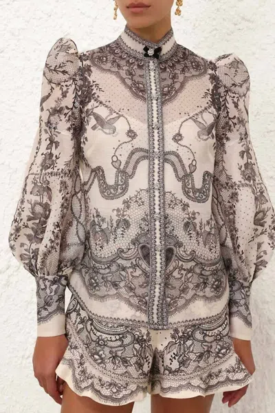 ZIMMERMANN CRUSH BODY SHIRT IN IVORY LOCKET
