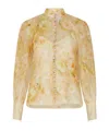Zimmermann Crush Floral-print Linen-blend Blouse In Yellow Flowers