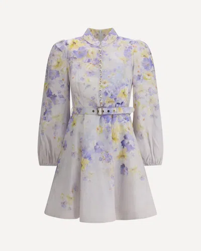 Zimmermann Crush Buttoned Mini Dress In Multi