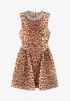 Zimmermann Crush Crystal-embellished Paneled Leopard-print Linen And Silk-blend Mini Dress In Brown