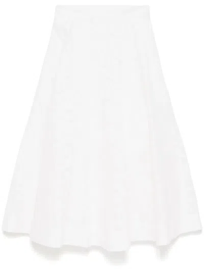 Zimmermann Crush Cotton Midi Skirt In White