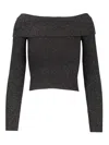Zimmermann Crush Off-the-shoulder Cropped Metallic Stretch-knit Top In Black
