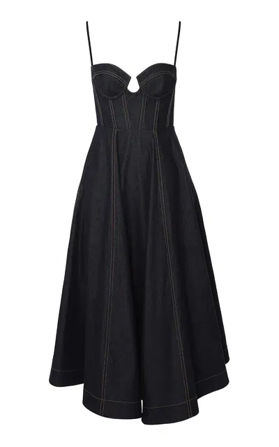 Zimmermann Womens Night Sky Crush Corset Denim Midi Dress In Blue