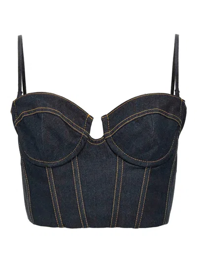 Zimmermann Denim Corset Top Adjustable Straps In Blue