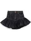 Zimmermann Crush Denim Frill Mini Skirt Night Sky In Blue