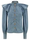 Zimmermann Crush Denim Shirt And Blouse Blue In Blue
