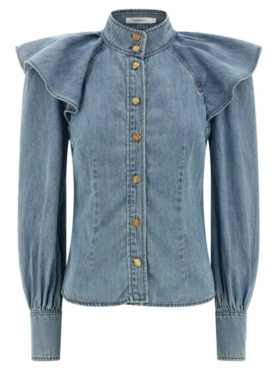 Zimmermann Crush Denim Shirt And Blouse Blue