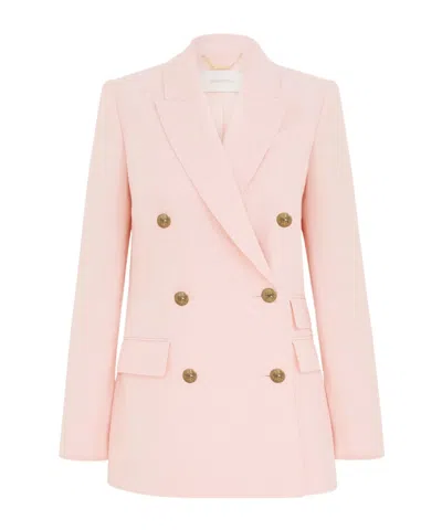Zimmermann Crush Double Breasted Jacket In Pink