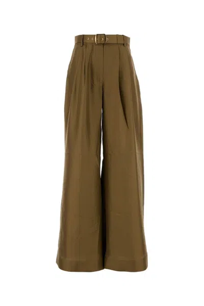 Zimmermann Crush Double Tuck Pants In Green