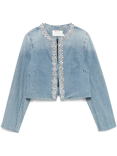 Zimmermann Womens Crush Embellished-trim Denim Jacket Blue Moon Xs