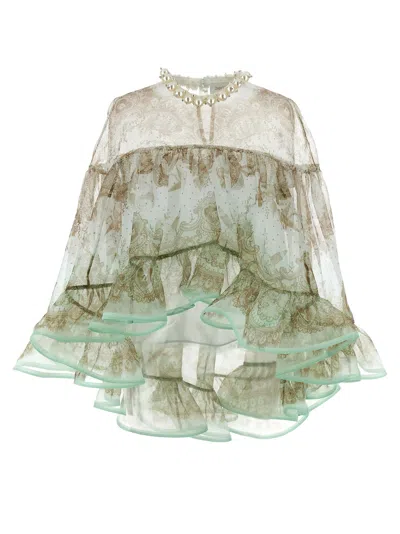 Zimmermann Crush Embellished Blouse In Green