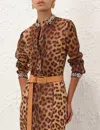 Zimmermann Crush Embellished Body Shirt In Brown In Multi