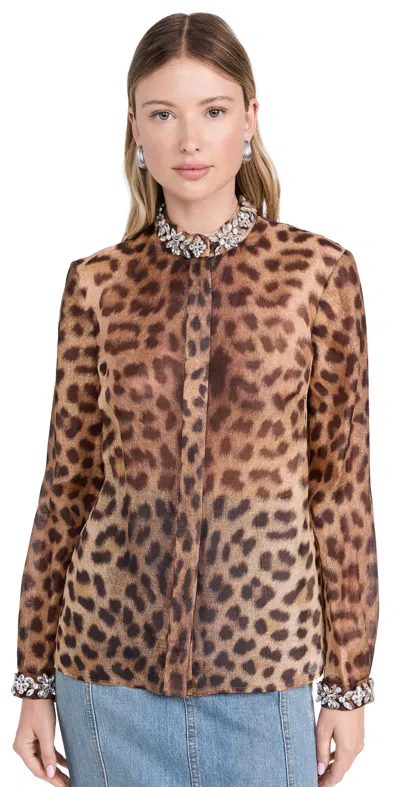 Zimmermann Crush Leopard-print Linen And Silk-blend Organza Shirt In Multi