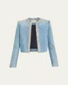 Zimmermann Womens Crush Embellished-trim Denim Jacket Blue Moon Xs In Blue Moon