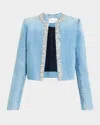 Zimmermann Womens Crush Embellished-trim Denim Jacket Blue Moon Xs In Blue Moon