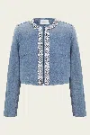 Zimmermann Womens Crush Embellished-trim Denim Jacket Blue Moon Xs