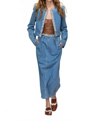 Zimmermann Crush Embellished Denim Jacket In Blue Moon