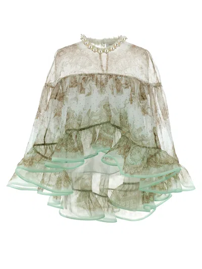 Zimmermann Crush Embellished Shirt And Blouse In Green