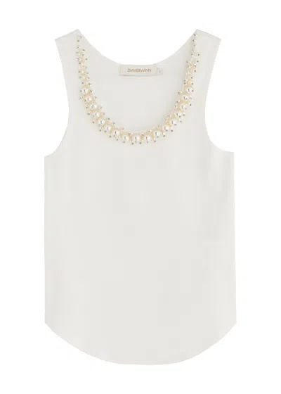 Zimmermann White Stretch Cotton Illuminate Tank Top