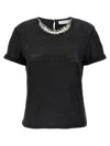 Zimmermann Womens Black Crush Embellished Linen-jersey T-shirt