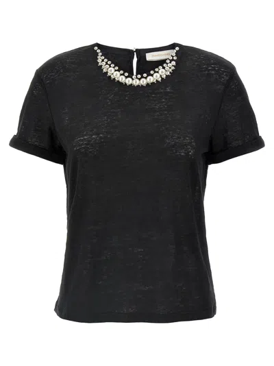 Zimmermann 'crush Embellished' T Shirt In Black