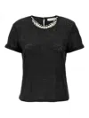 Zimmermann Womens Black Crush Embellished Linen-jersey T-shirt In Black