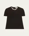 Zimmermann Womens Black Crush Embellished Linen-jersey T-shirt In Black