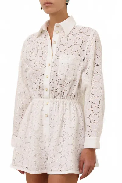 Zimmermann Crush Embroidered Playsuit In Ivory In White
