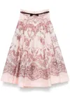Zimmermann Printed Linen Blend Crush Skirt In 粉色