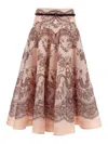 Zimmermann Printed Linen Blend Crush Skirt In Nude & Neutrals