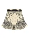 Zimmermann Womens Crush Floral-pattern Belted Frilled Linen Shorts Ivory Locket