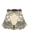 Zimmermann Crush Flat Front Frill Shorts Ivory Locket In Multi