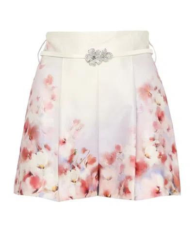 Zimmermann Wonderland Linen And Silk Flip Skirt In Floral