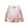 Zimmermann Crush Belted Floral-print Silk And Cotton-blend Twill Shorts In Multicolor