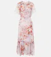 Zimmermann Light Red Floral Dress With Belt In Multicoloured