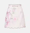 Zimmermann Delicate Floral Print Skirt With Scalloped Hemline In Pink