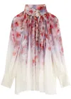 Zimmermann Crush Pleated Floral-print Crepon Blouse In Multi Floral
