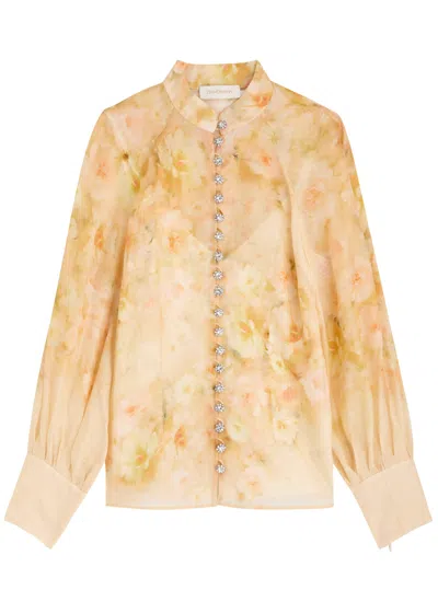 ZIMMERMANN ZIMMERMANN CRUSH FLORAL-PRINT LINEN-BLEND BLOUSE
