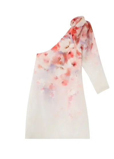 Zimmermann Crush Asymmetrical Mini Dress In Pink