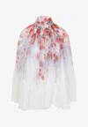Zimmermann Crush Pleated Floral-print Crepon Blouse In Multicolor