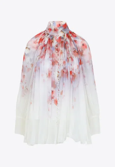 ZIMMERMANN CRUSH FLORAL SMOCK BLOUSE