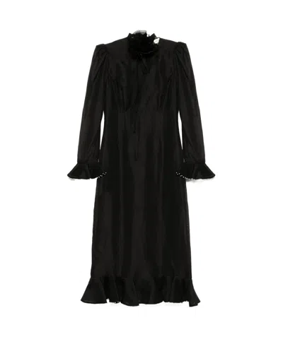 Zimmermann Crush Embellished Linen And Silk-blend Midi Dress In Black