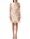 Zimmermann Crush Flower-detailed Linen-silk Mini Dress