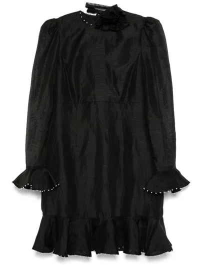 Zimmermann Crush Flower Mini Dress Black