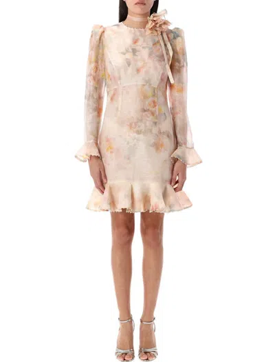 Zimmermann Crush Flower Mini Dress In Multi